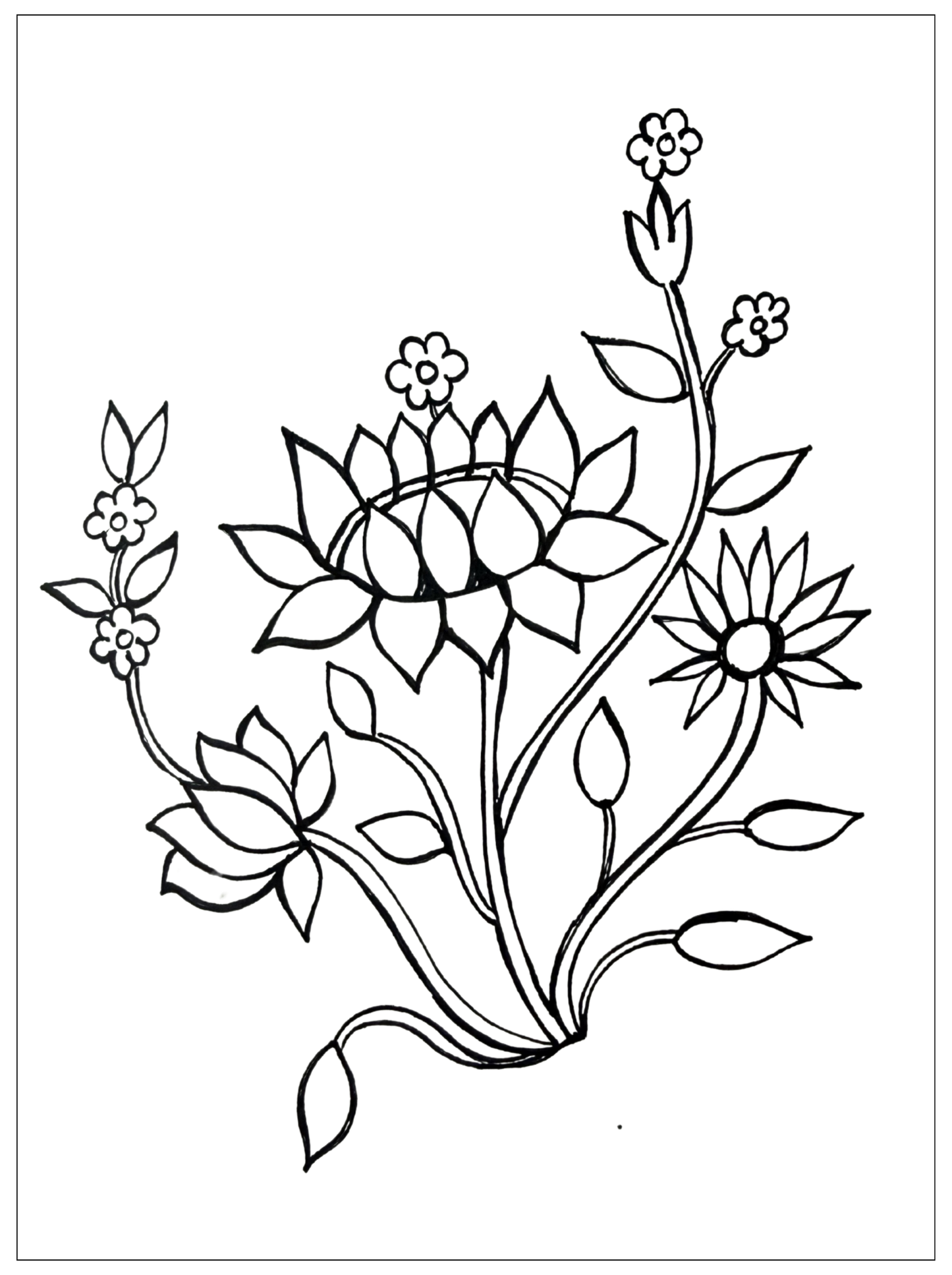 Downloadable Coloring Page: Floral Paithani