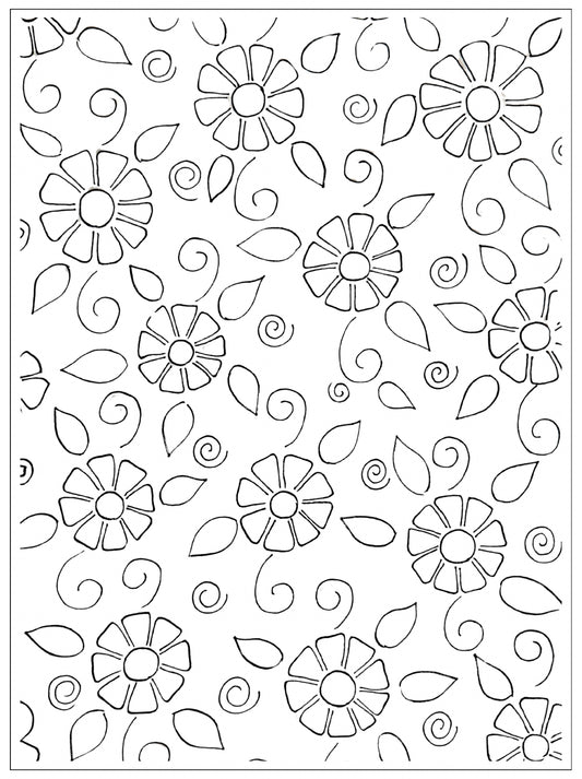 Downloadable Coloring Page: Floral Kantha