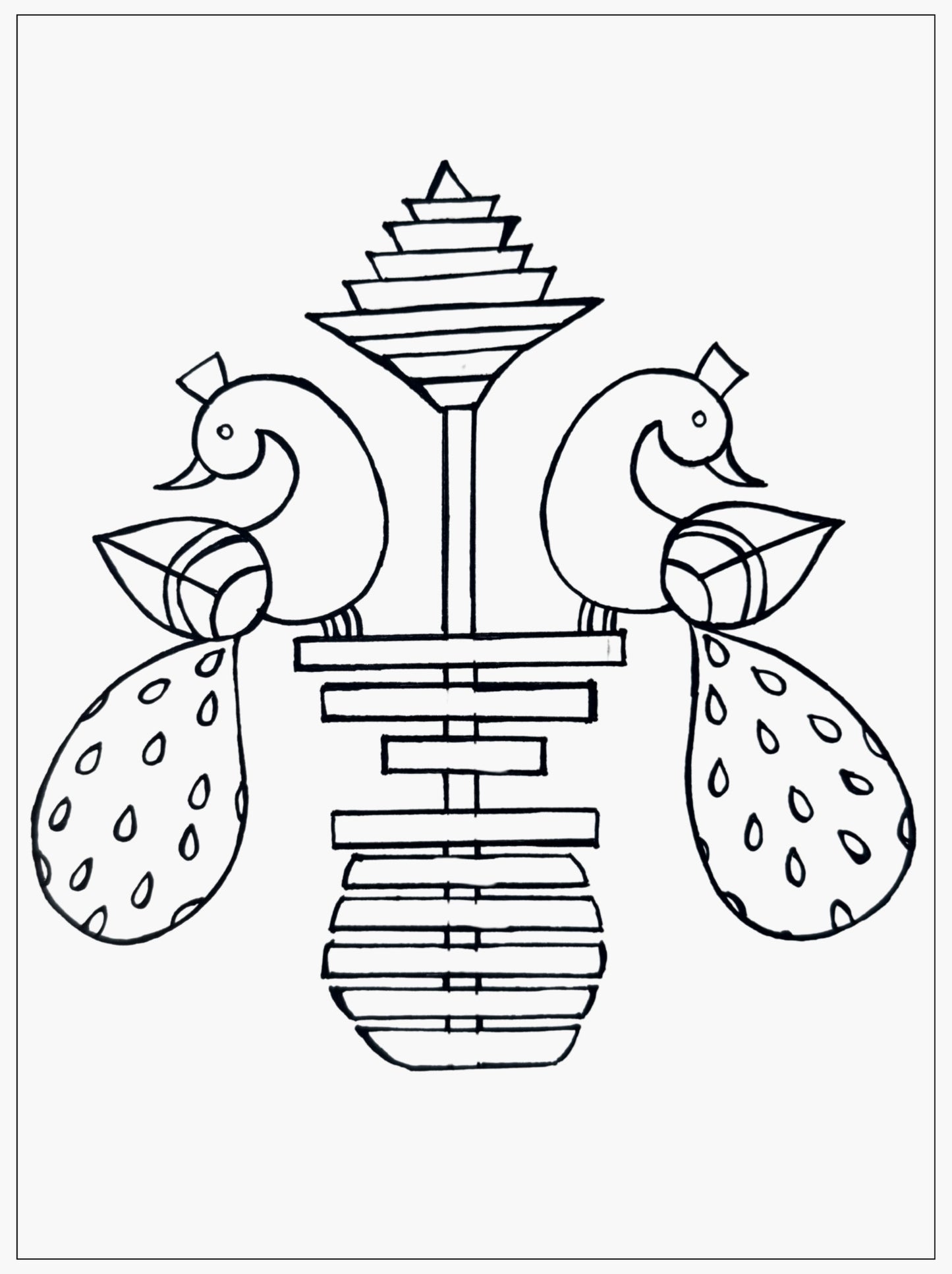 Downloadable Coloring Page: Paithani Peacock