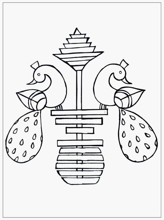 Downloadable Coloring Page: Paithani Peacock